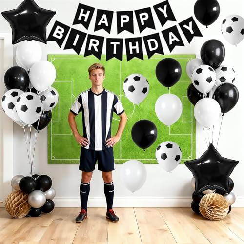 Soccer Birthday Party Decorations – 54-Piece Set with Balloons, Banner & Cake Topper