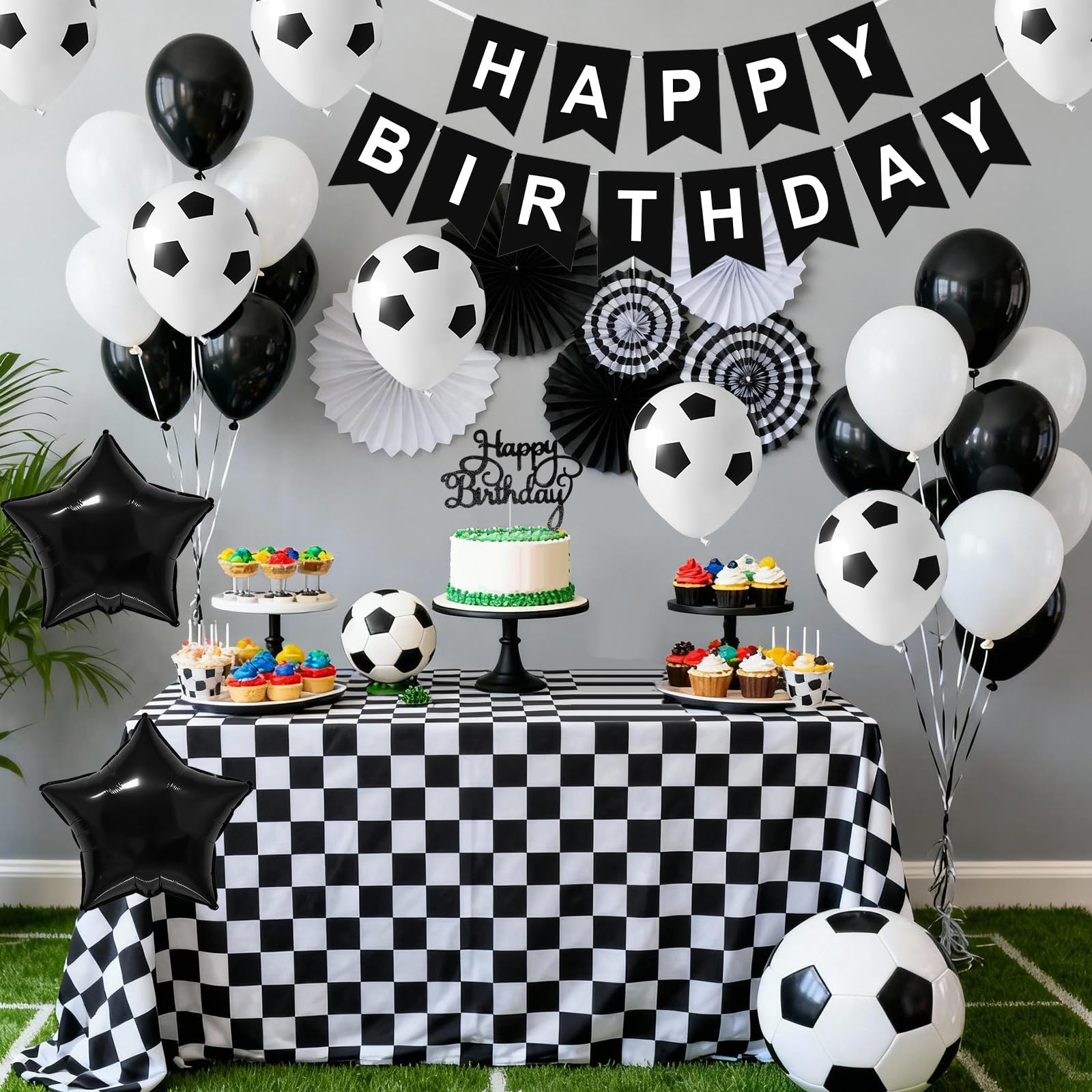 Soccer Birthday Party Decorations – 54-Piece Set with Balloons, Banner & Cake Topper