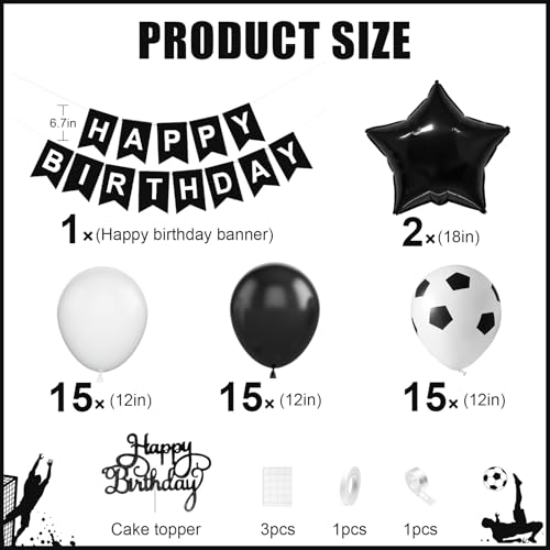 Soccer Birthday Party Decorations – 54-Piece Set with Balloons, Banner & Cake Topper