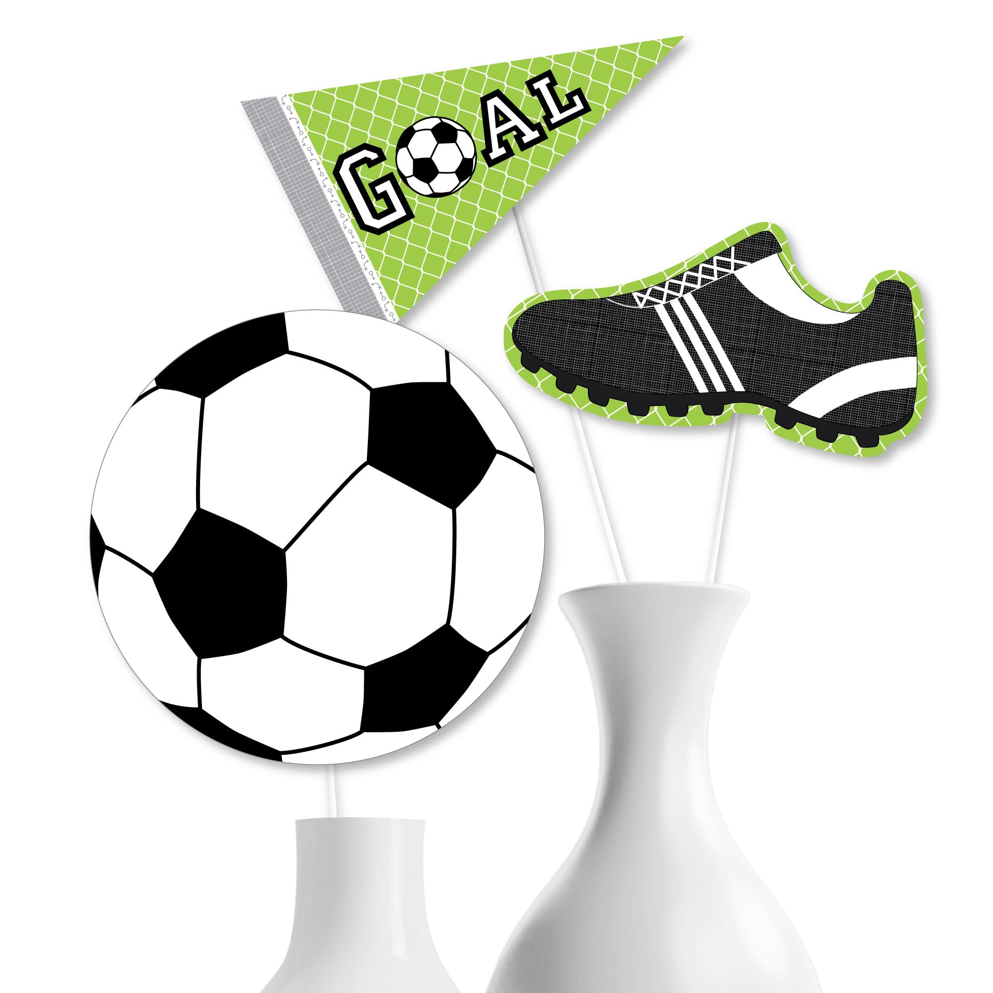 Soccer Party Centerpiece Decorations – 15-Piece Table Toppers Set with Balls, Cleats, and Banners