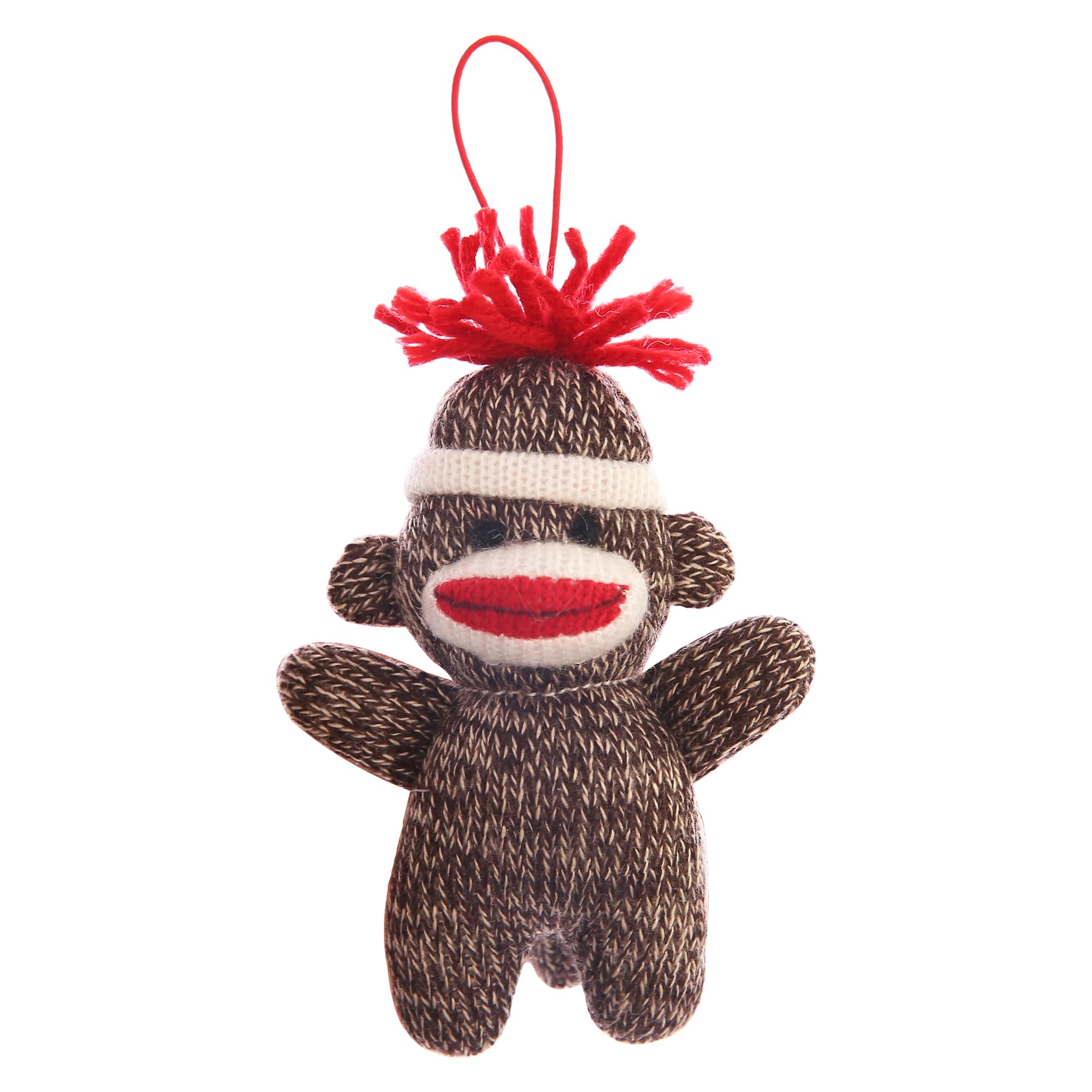 Sock Monkey Keychain 4-Inch Plush Toy - Cute Stuffed Animal Keychain Accessory