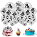 Soelomu 30-Pack Mini Disco Ball Cake Toppers – 4 Sizes (0.8 to 2 Inch) Silver Reflective Mirror Decor for 1970s Themed Parties