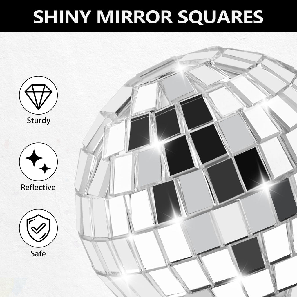 Soelomu 30-Pack Mini Disco Ball Cake Toppers – 4 Sizes (0.8 to 2 Inch) Silver Reflective Mirror Decor for 1970s Themed Parties