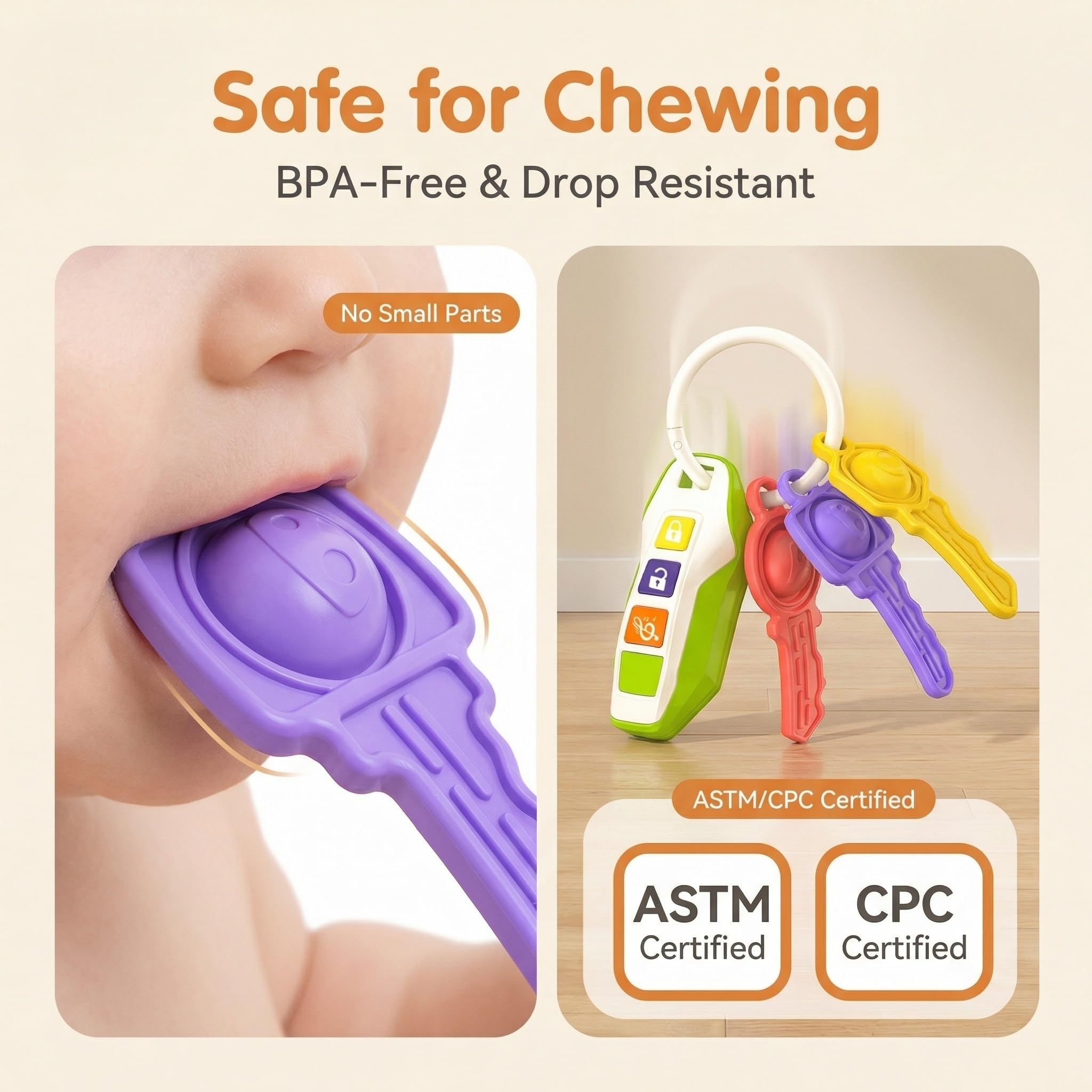 Soft Silicone Toy Car Keys for Toddlers 1-3 – Light & Sounds, Non-Toxic Teething Toy, Green