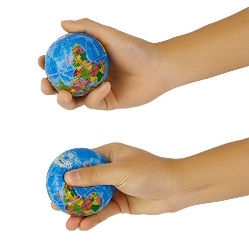 Sohapy 2.48-Inch Mini Squeezable Globe Stress Balls - 12 Pack Soft PU Earth Pattern Tension Relivers for Parties and Goody Bags