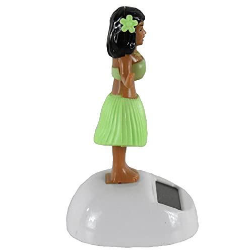 Solar Hula Girl Decoration – Dancing Dashboard Hula Doll for Office or Home (Green, 4-Inch)