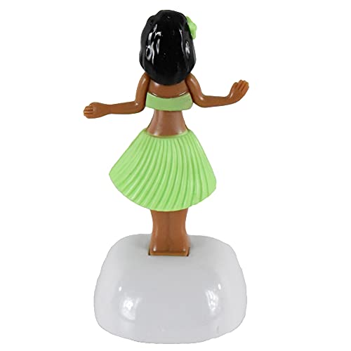 Solar Hula Girl Decoration – Dancing Dashboard Hula Doll for Office or Home (Green, 4-Inch)