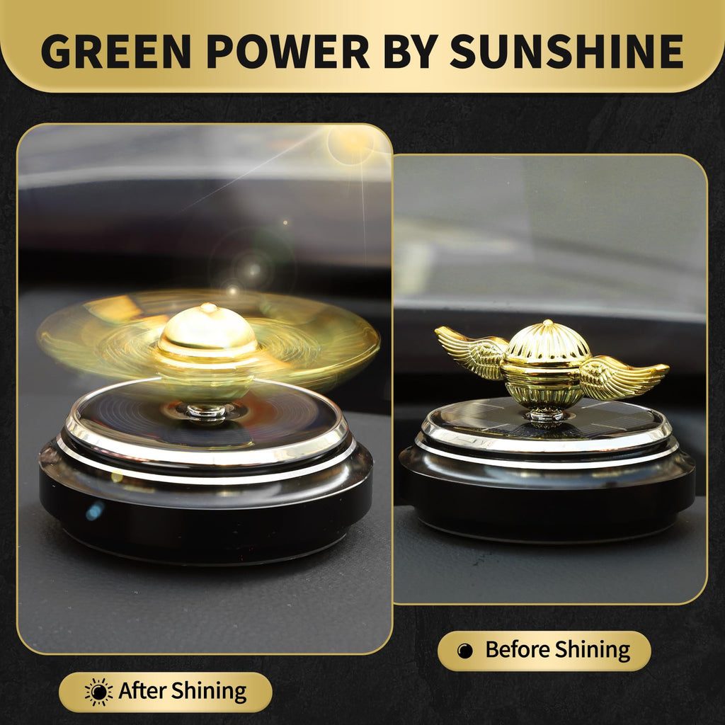 Solar-Powered Fidget Spinner – Gold Orb Desk Toy with Solar Panel for Science Learning and Stress Relief