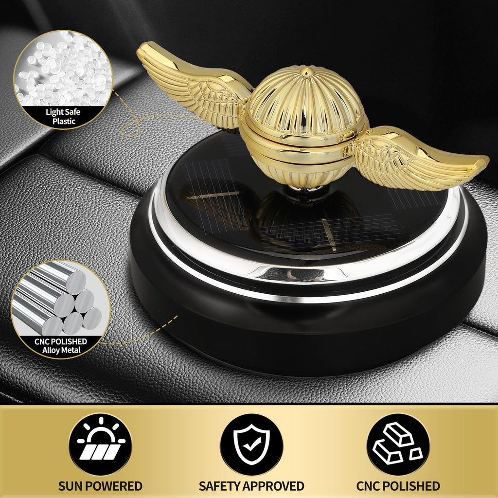 Solar-Powered Fidget Spinner – Gold Orb Desk Toy with Solar Panel for Science Learning and Stress Relief