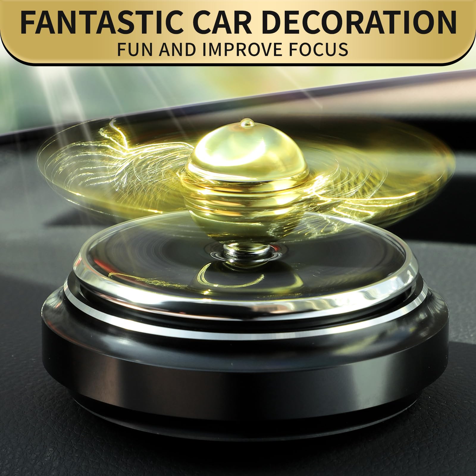 Solar-Powered Fidget Spinner – Gold Orb Desk Toy with Solar Panel for Science Learning and Stress Relief