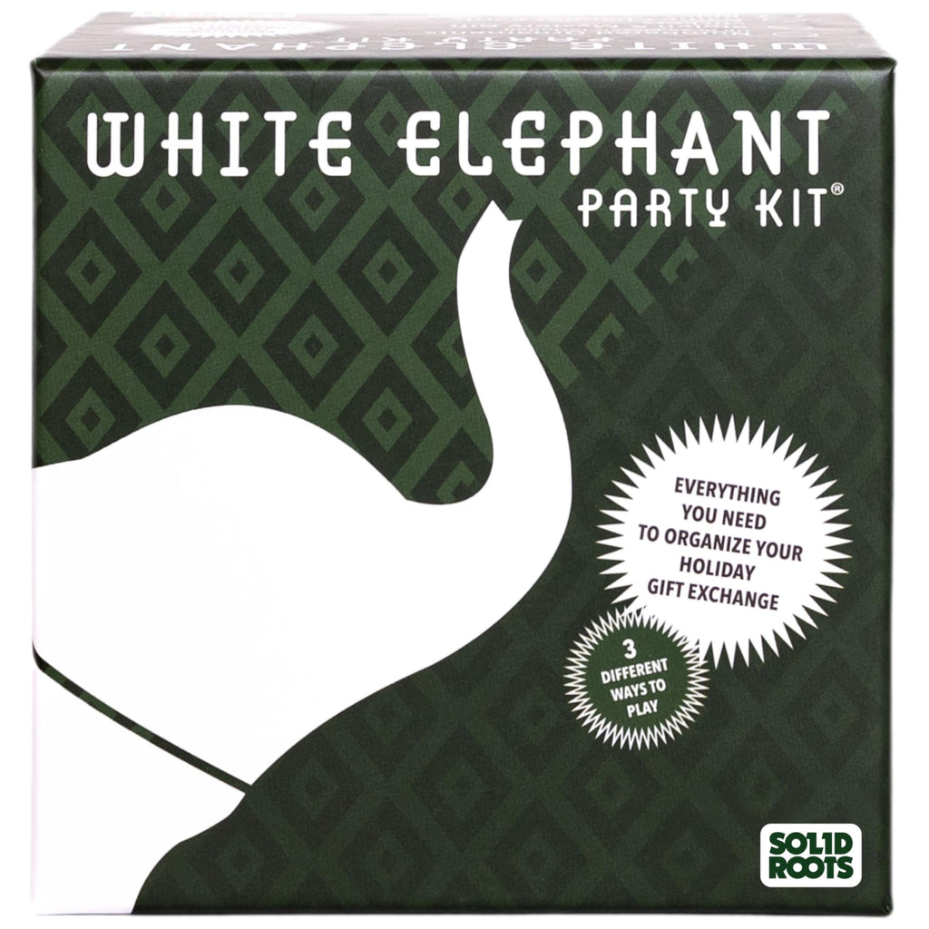 SolidRoots Mini White Elephant Gift Exchange Game - Party Kit with Power Cards & Stolen Stickers
