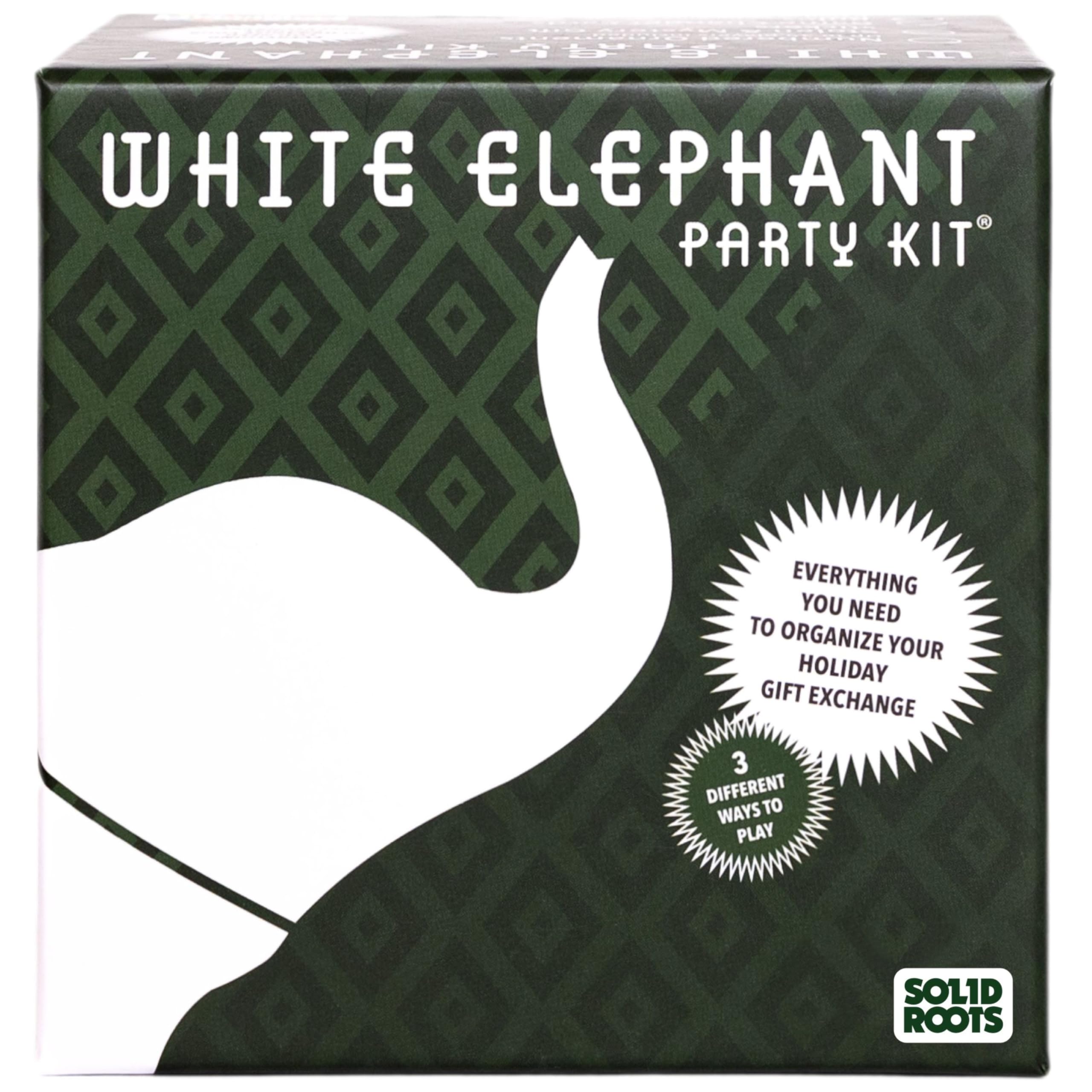 SolidRoots Mini White Elephant Gift Exchange Game - Party Kit with Power Cards & Stolen Stickers