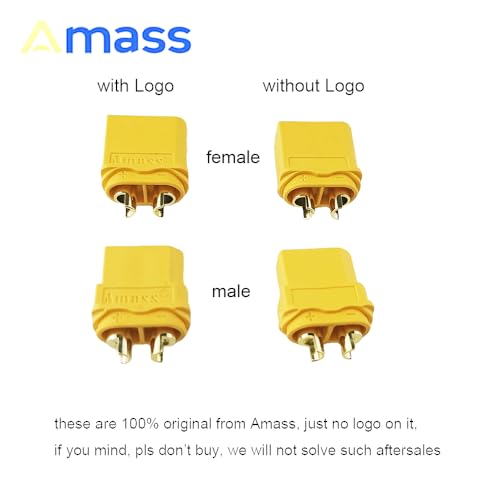 SoloGood Amass XT90-S Anti-Spark Connectors (5 Pairs) for RC Battery, ESC, and Charger Leads