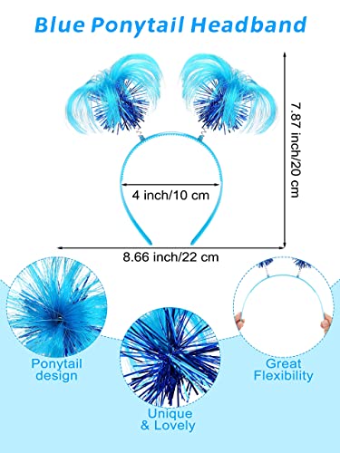 SOMSOC 3-Piece Blue Tulle Tutu Costume Set with Feathers Headband and Striped Knee Socks for Halloween Cosplay