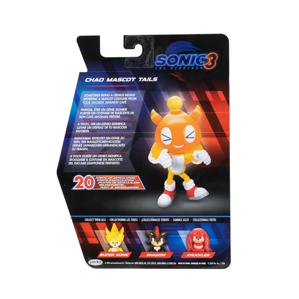 Sonic 3 Movie 5-Inch Chao Mascot Tails Action Figure – 20+ Points of Articulation, Officially Licensed