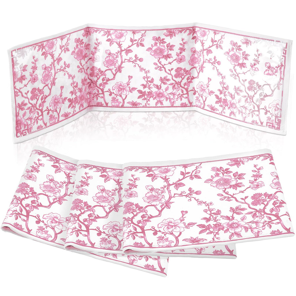 Sonwyoung 4 Pack Chinoiserie Mahjong Card Holders – Pink, Large Size (Fits 6.12x4.75" Cards) – Soft Fabric Scorecard Protector Set