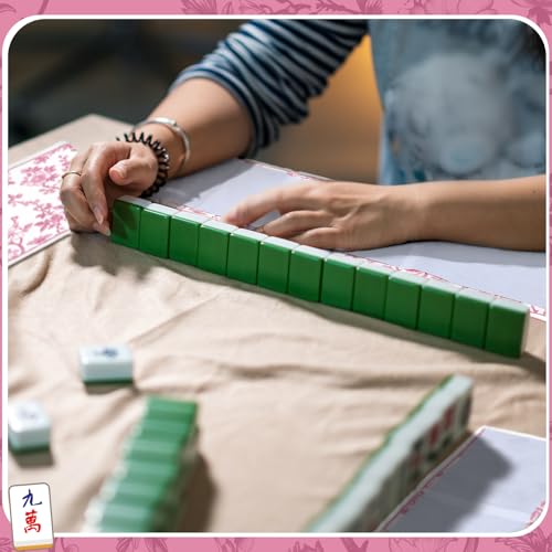 Sonwyoung 4 Pack Chinoiserie Mahjong Card Holders – Pink, Large Size (Fits 6.12x4.75" Cards) – Soft Fabric Scorecard Protector Set