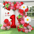 Soonlyn 127-Piece Strawberry Balloon Arch Kit for First Birthday Decorations – 12ft Garland with Foil Balloons