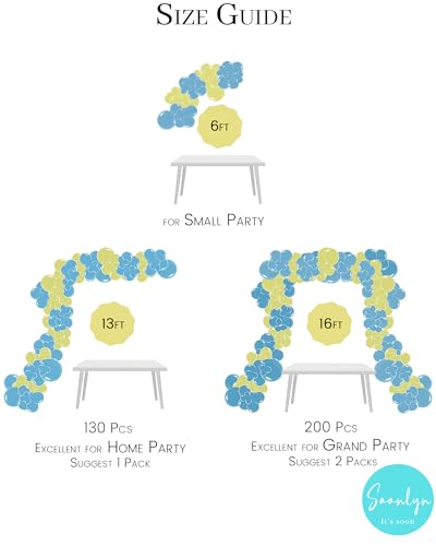 Soonlyn Blue Party Balloon Arch Kit – 13ft Baby Blue & Yellow Garland for Baby Shower or Boy Birthday