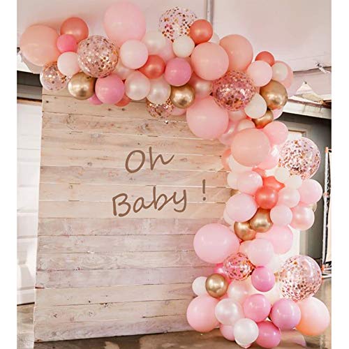 Soonlyn Rose Gold Balloon Kit – 125 Latex Balloons in Pink, Gold & White with Arch Accessories for Baby Showers & Bridal Showers