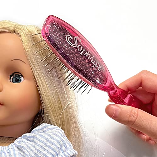 Sophia's 18-Inch Glittery Hot Pink Doll Hairbrush – Child-Sized with Curved Handle for Synthetic Hair