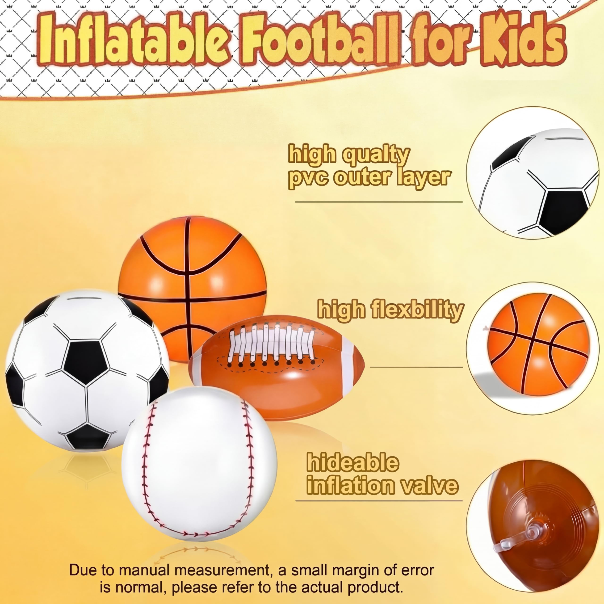 Sosation 8-Pack Inflatable Sports Balls – 16 Inch Beach Balls for Pool, Party & Outdoor Fun (4 Styles)