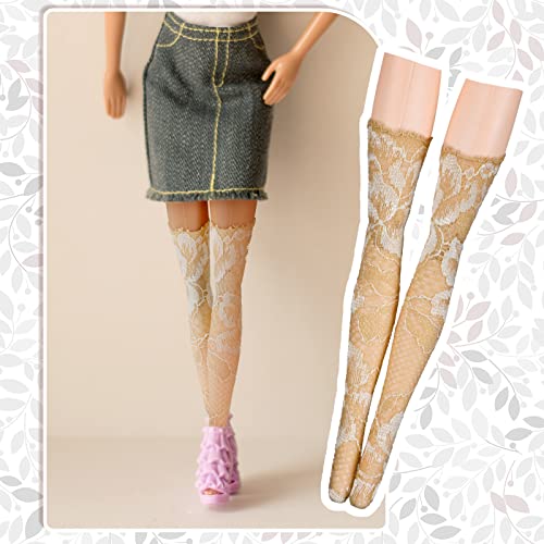 Sotiff 10 Pairs Handmade Doll Lace Stockings - Long Socks for 11.8-Inch Dolls, Classic Style Christmas Accessories for DIY Doll Clothes