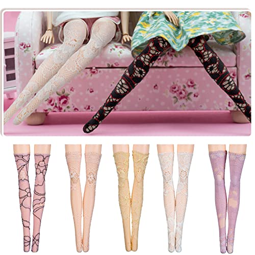 Sotiff 10 Pairs Handmade Doll Lace Stockings - Long Socks for 11.8-Inch Dolls, Classic Style Christmas Accessories for DIY Doll Clothes