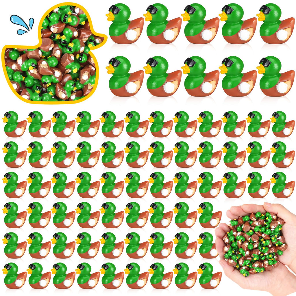 Sotiff 100 Mini Resin Mallard Ducks Bulk - Tiny Duck Figurines for Garden, Aquarium, Cake Toppers