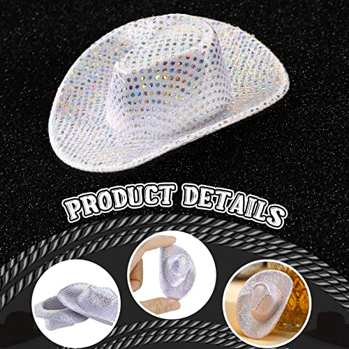 Sotiff 12-Pack Mini Disco Glitter Cowboy Hats for Crafts, Doll Decor, and Pet Gifts