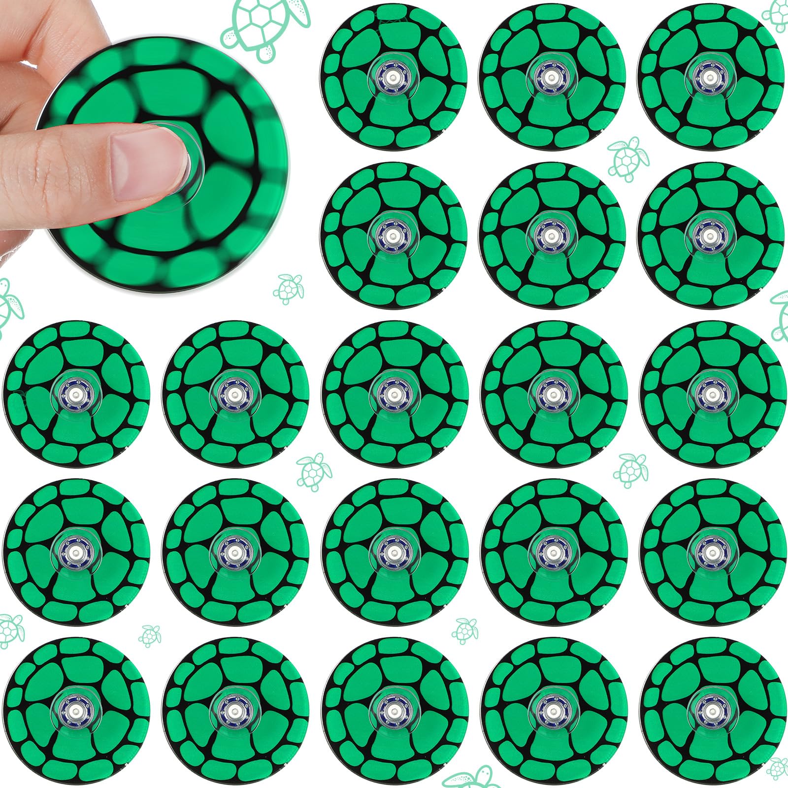 Sotiff 24 Pack Green Turtle Fidget Spinners - Mini Fidget Toys for Kids, Party Favors, Classroom Rewards
