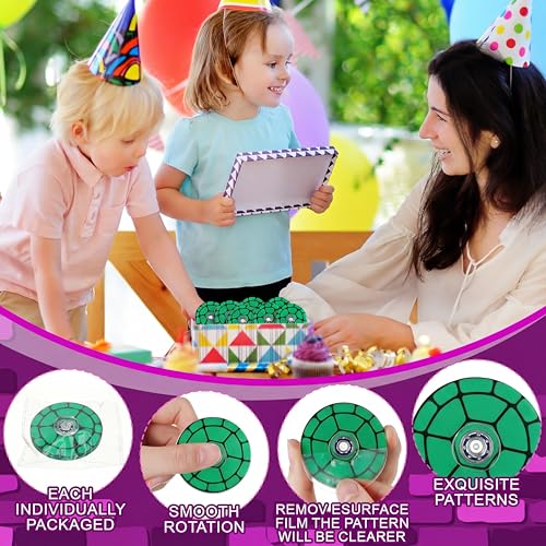 Sotiff 24 Pack Green Turtle Fidget Spinners - Mini Fidget Toys for Kids, Party Favors, Classroom Rewards