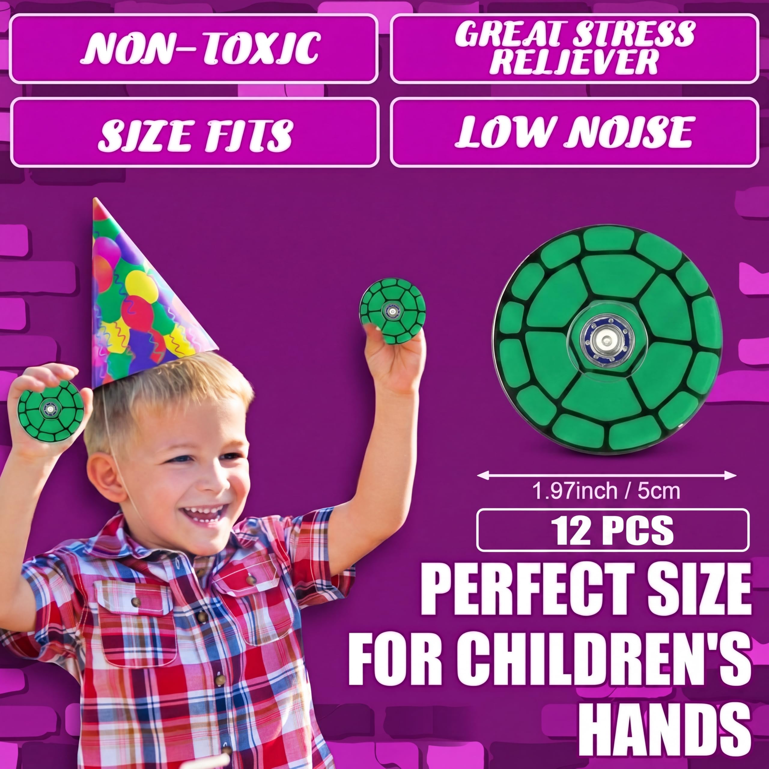 Sotiff 24 Pack Green Turtle Fidget Spinners - Mini Fidget Toys for Kids, Party Favors, Classroom Rewards
