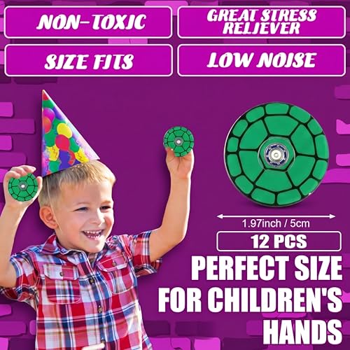 Sotiff 24 Pack Green Turtle Fidget Spinners - Mini Fidget Toys for Kids, Party Favors, Classroom Rewards