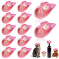 Sotiff Neon Pink Mini Cowboy Hats - 12 Pack Tiny Cowgirl Hats for Party Decor, Cupcake Toppers, Doll Accessories
