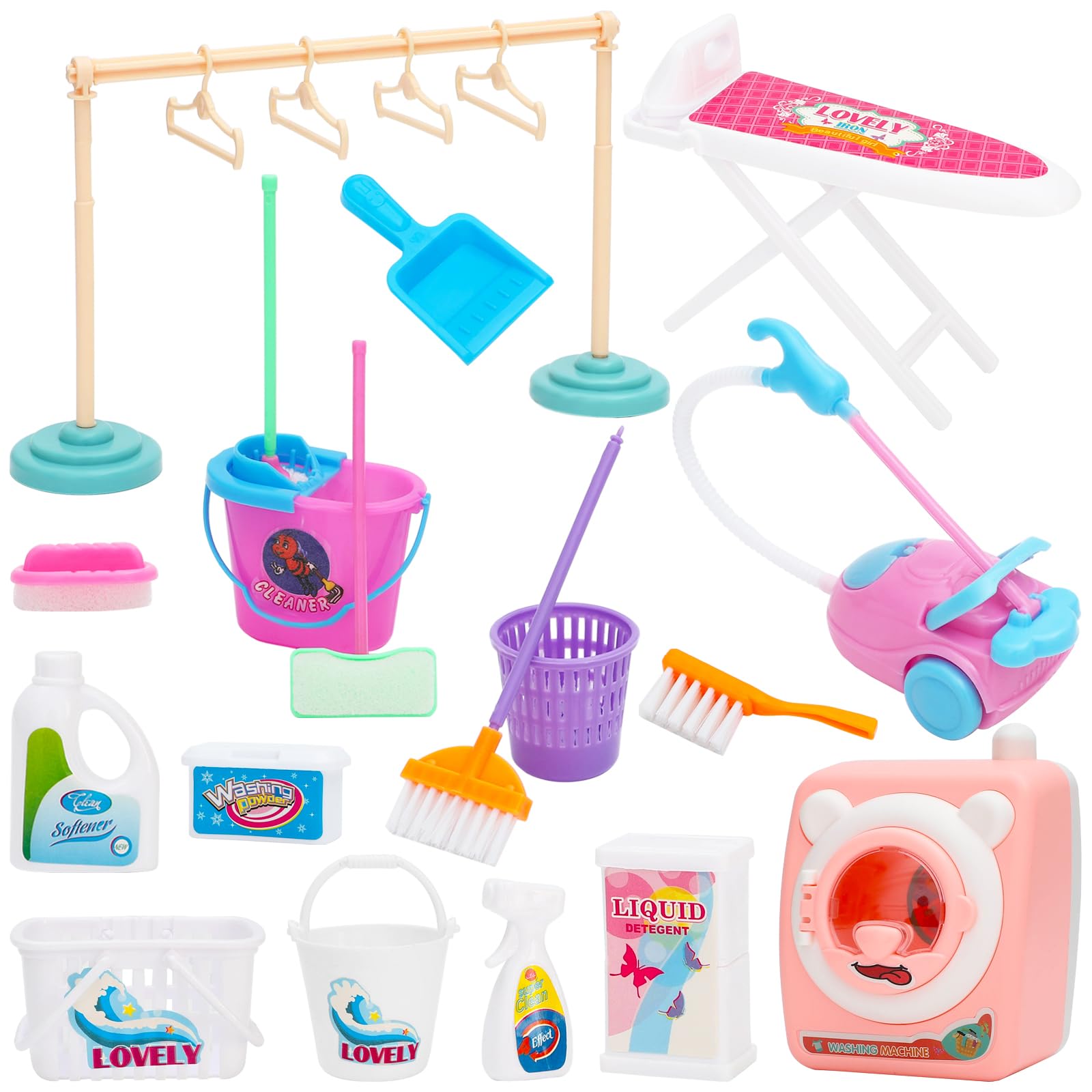 SOTOGO 23-Piece Mini House Cleaning Set – Dollhouse Accessories with Realistic Tools