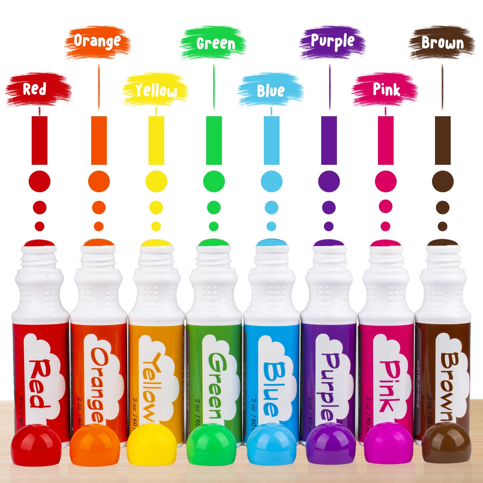 Soucolor 8-Color Washable Dot Markers for Toddlers - Non-Toxic Bingo Daubers