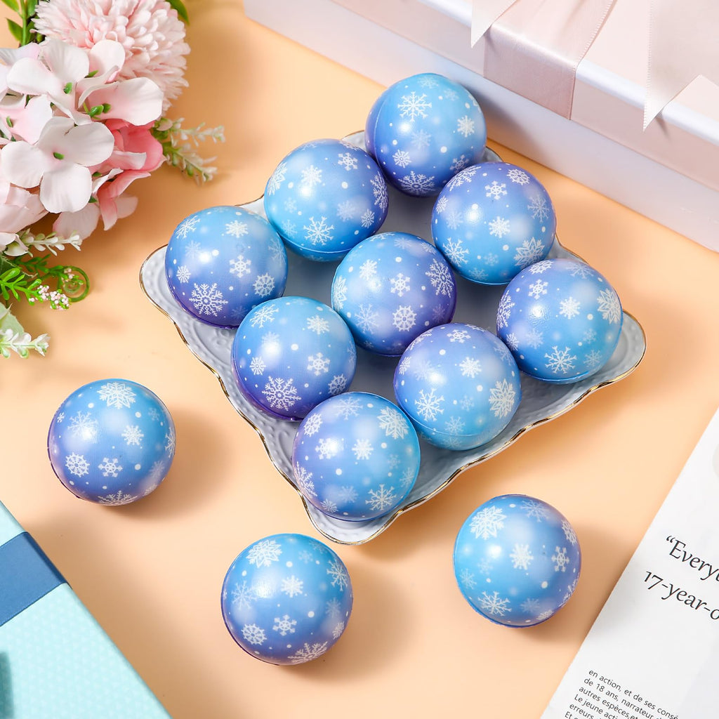 Soulchen 12 Pack Snowflake Stress Balls – 1.97" Soft Fidget Toys for Kids, Party Favors & Goodie Bag Stuffers