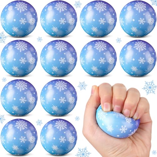 Soulchen 12 Pack Snowflake Stress Balls – 1.97" Soft Fidget Toys for Kids, Party Favors & Goodie Bag Stuffers