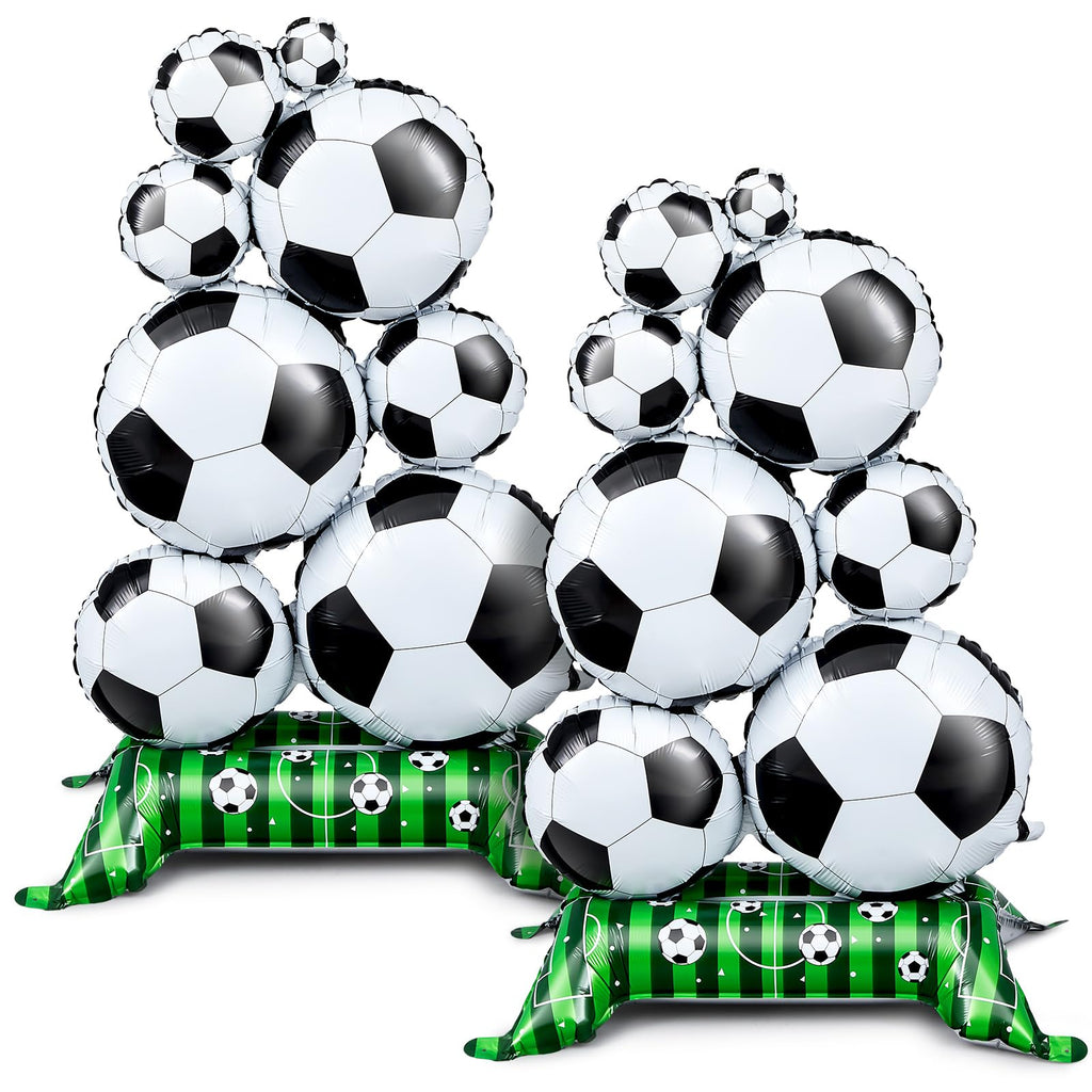 Soulchen 2 Pack 5 ft Self Standing Soccer Foil Balloons for Sports Party Decor