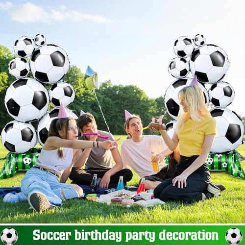 Soulchen 2 Pack 5 ft Self Standing Soccer Foil Balloons for Sports Party Decor