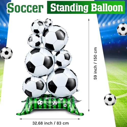 Soulchen 2 Pack 5 ft Self Standing Soccer Foil Balloons for Sports Party Decor
