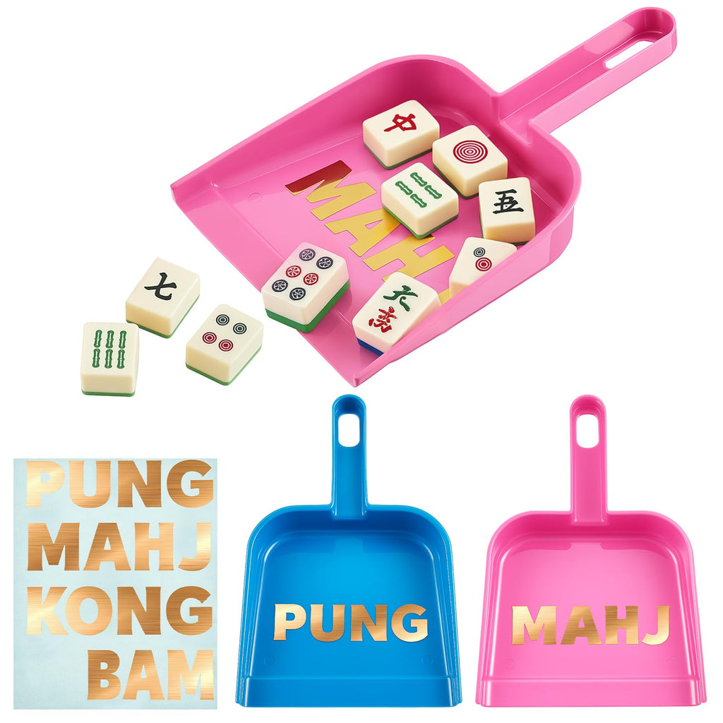 Soulchen 2-Piece Mahjong Tile Mixer Set with Stickers – Rose Red & Dark Blue