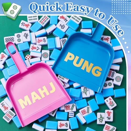Soulchen 2-Piece Mahjong Tile Mixer Set with Stickers – Rose Red & Dark Blue