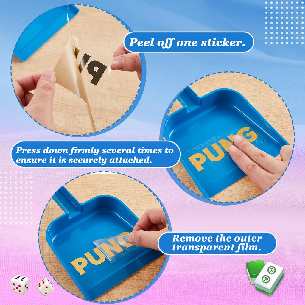 Soulchen 2-Piece Mahjong Tile Mixer Set with Stickers – Rose Red & Dark Blue