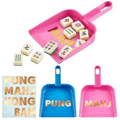 Soulchen 2-Piece Mahjong Tile Mixer Set with Stickers – Rose Red & Dark Blue