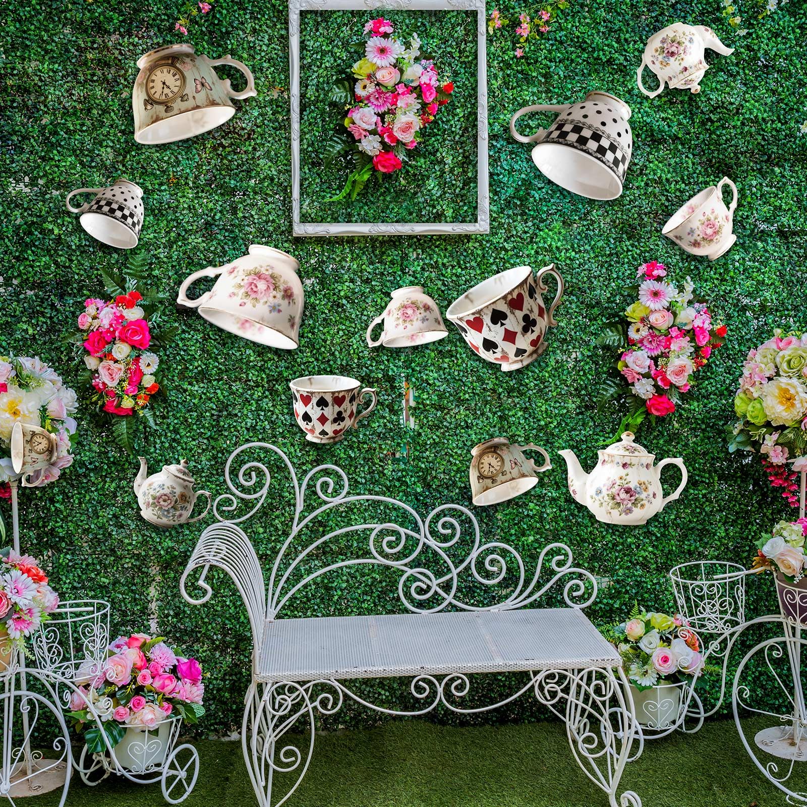 Soulchen 20-Piece Wonderland Teapot Hanging Decoration Set for Tea Party, Birthday, Baby Shower