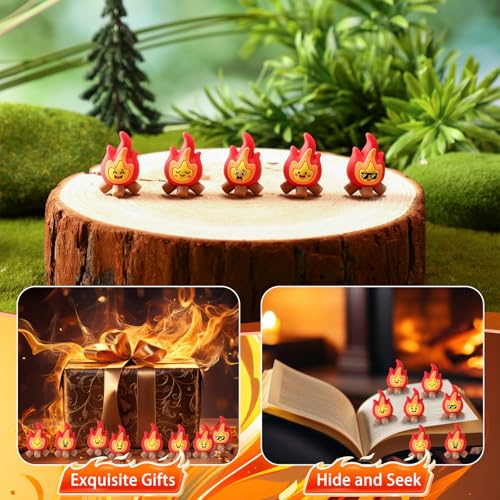 Soulchen 25-Pack Mini Flame Figurines – PVC Fire Decor with 5 Expressive Styles, 1.4×1.2 Inches Each, for Cake Toppers, Micro Landscapes, Party Favors & Holiday Scenes