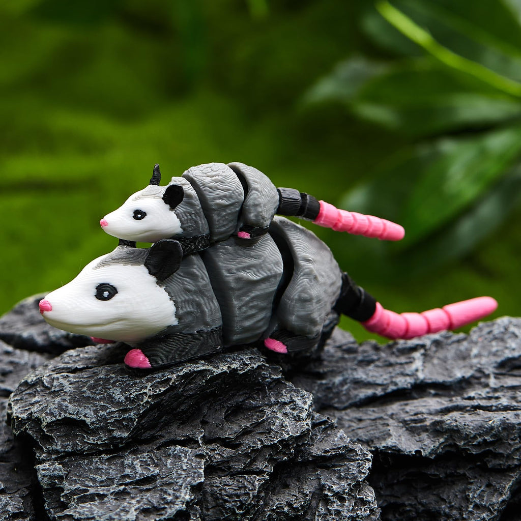 Soulchen 3D Printed Opossum Trashcan Pencil Holder – Articulated Fidget Toy Desk Organizer