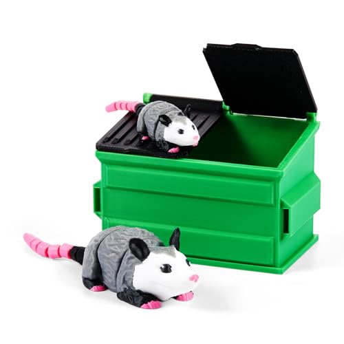 Soulchen 3D Printed Opossum Trashcan Pencil Holder – Articulated Fidget Toy Desk Organizer